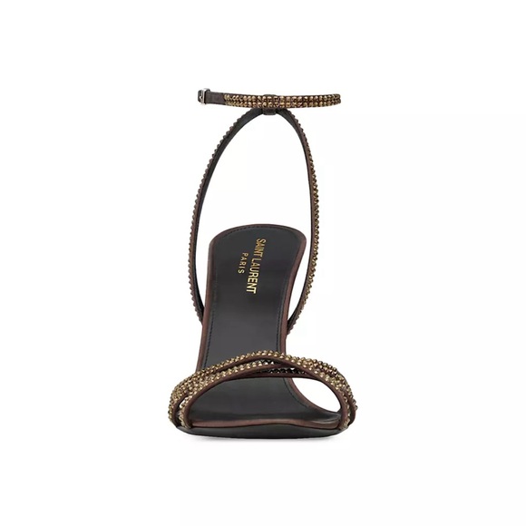 YSL Ava Sandals in Crepe Satin with Rhinestones - Picture 4 of 17